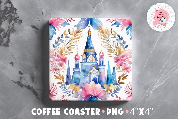 Square Coaster Pink Christmas Sublimation Design Png example image 1