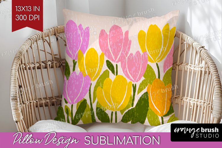 Tulip Modern Floral Pillow Sublimation Sping Flower Pillow