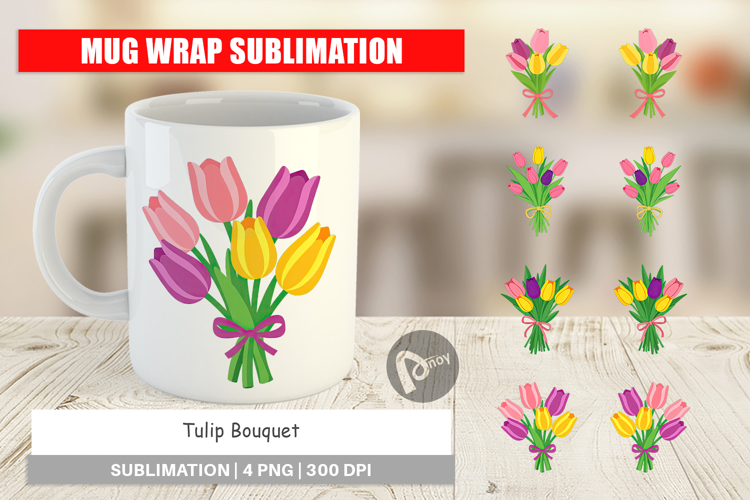 Mug Wrap Tulip Bouquet