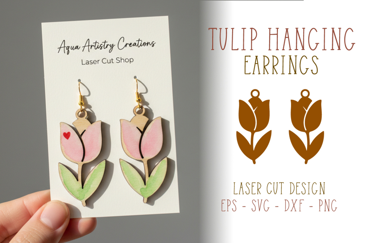 Tulip Flower Earrings - Laser Cut SVG Template