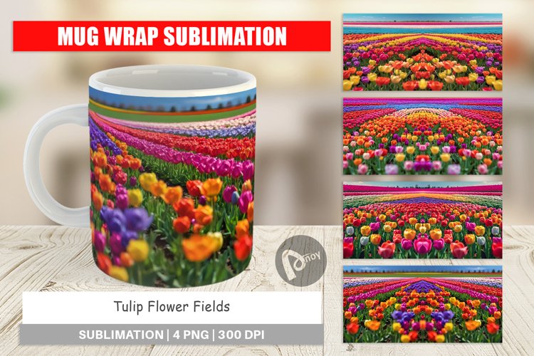 Mug Wrap Design Tulip Flower Fields