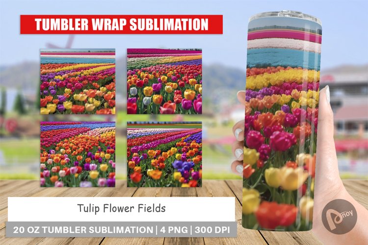 Tumbler Sublimation Wrap Tulip Flower Fields