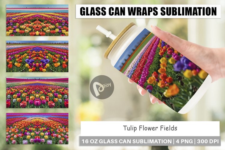 Glass Can Wraps Tulip Flower Fields