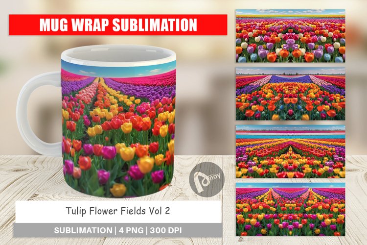 Mug Wrap Design Tulip Flower Fields