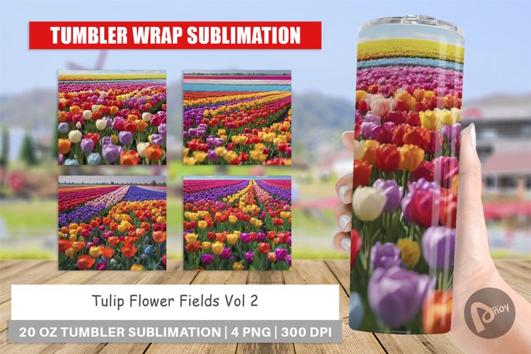 Tumbler Sublimation Wrap Tulip Flower Fields