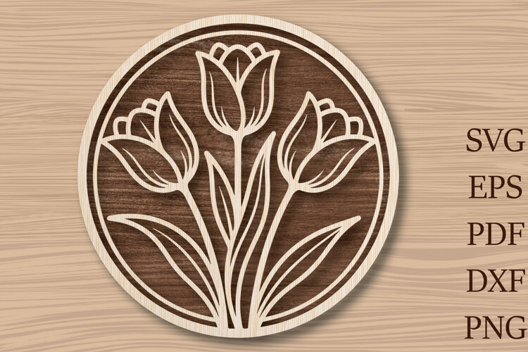 Tulip Flower Laser Cut SVG File example image 1