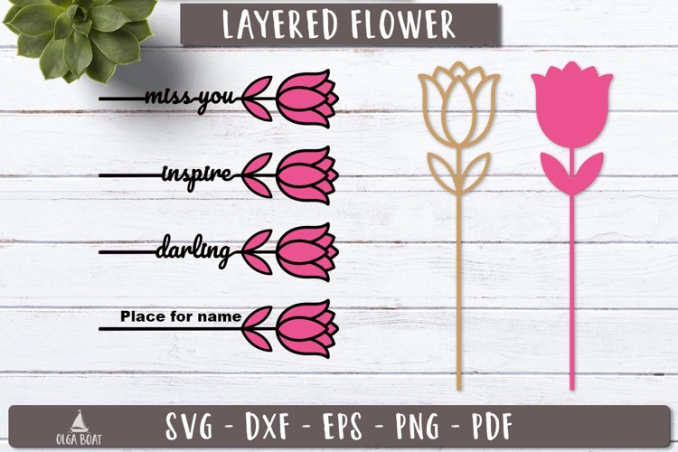 Tulip Flower Name SVG 3d Layered Laser Cut