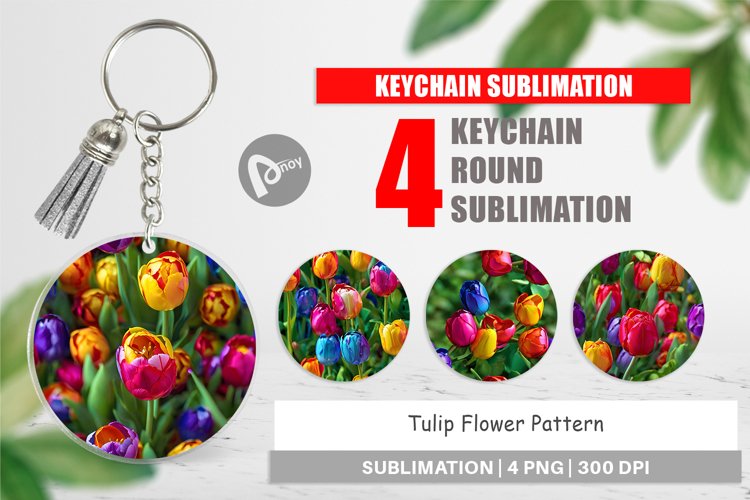 Keychain Tulip Flower Pattern