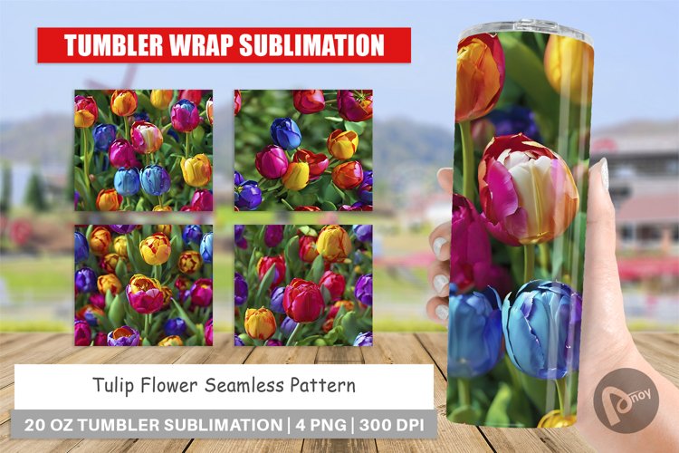 Tumbler Sublimation Wrap Tulip Flower Pattern