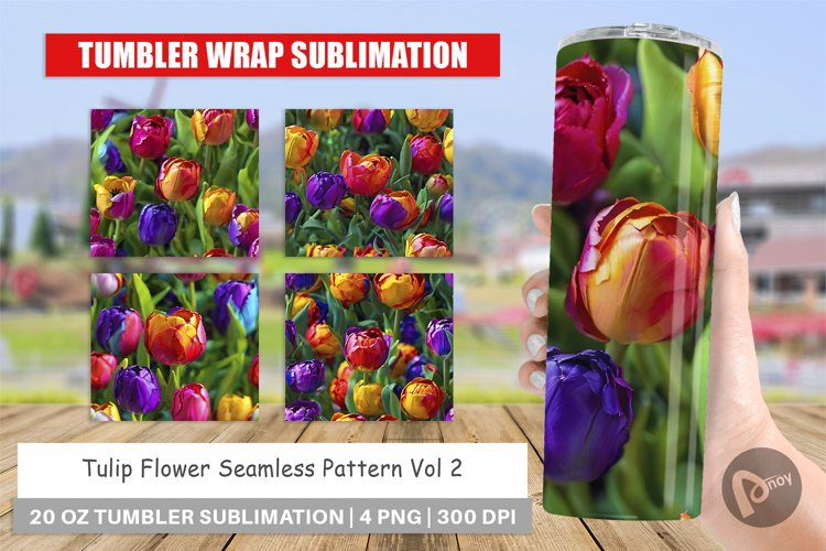 Tumbler Sublimation Wrap Tulip Flower Pattern
