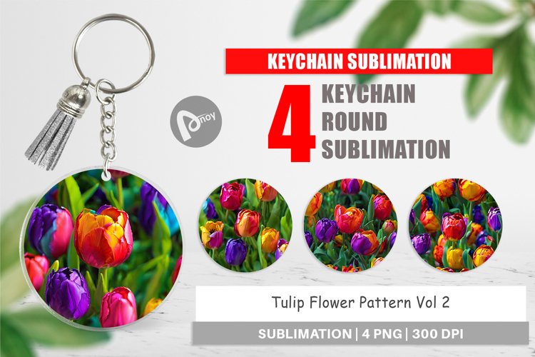 Keychain Tulip Flower Pattern