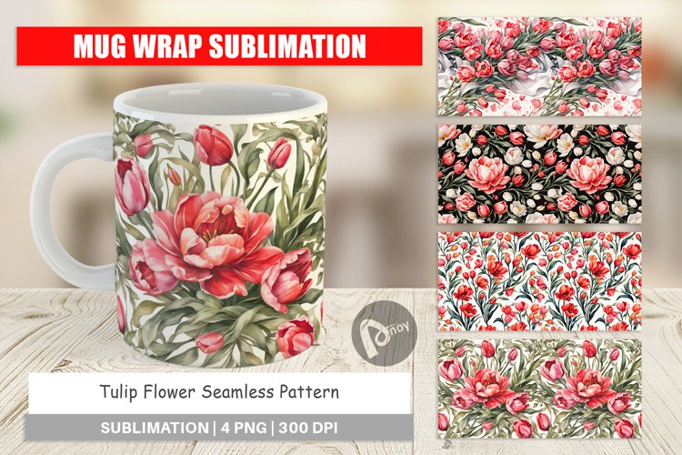 Mug Wrap Design Tulip Pattern