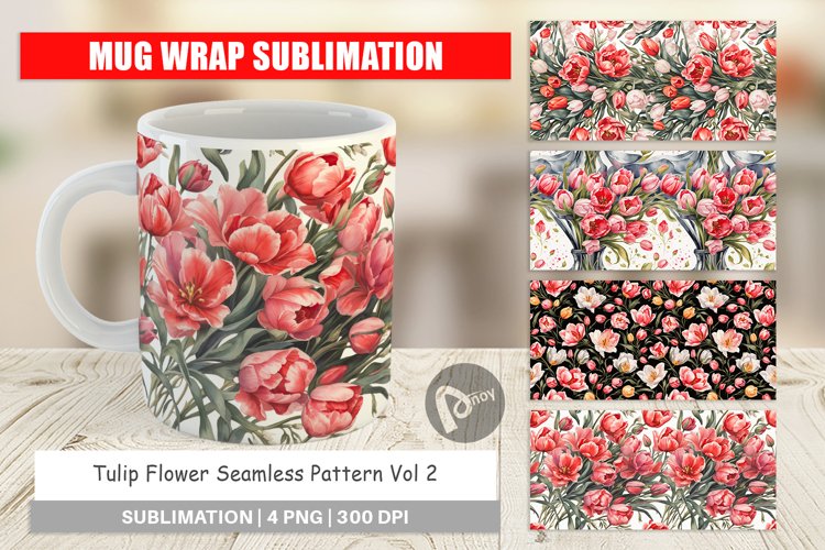 Mug Wrap Design Tulip Pattern