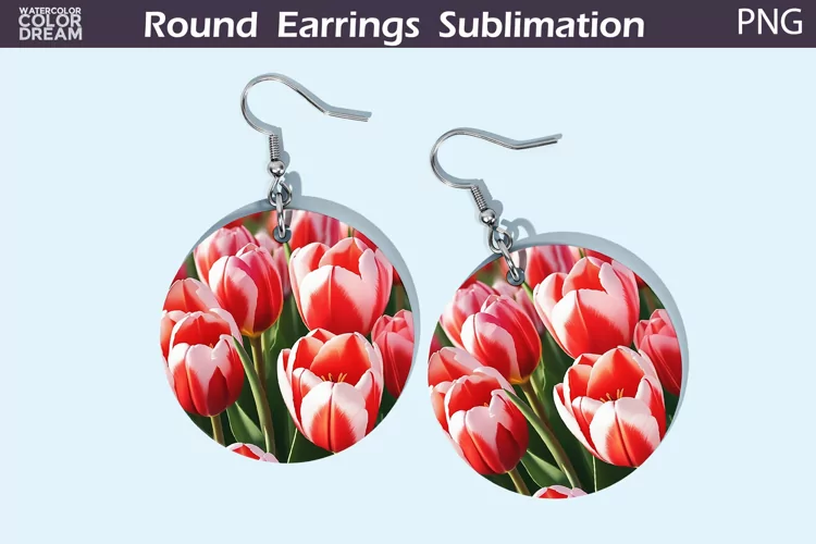 Tulip Round Earrings | Spring Flowers Earrings