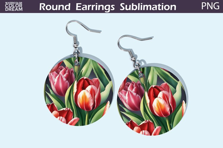 Tulip Round Earrings | Spring Flowers Earrings example image 1