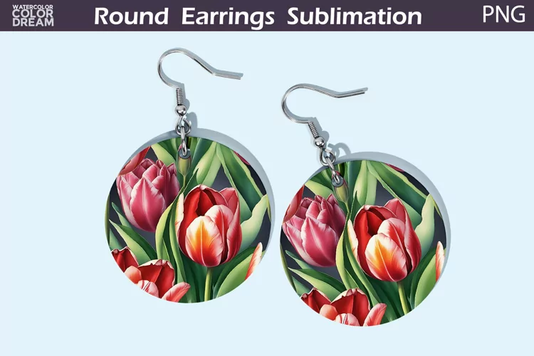 Tulip Round Earrings | Spring Flowers Earrings