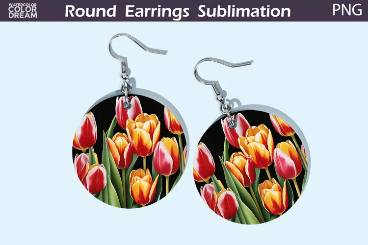 Tulip Round Earrings | Spring Flowers Earrings