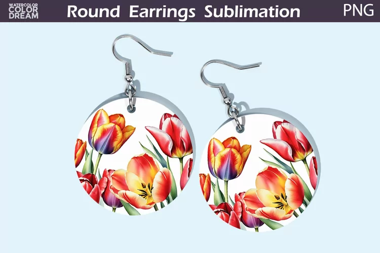 Tulip Round Earrings | Spring Flowers Earrings