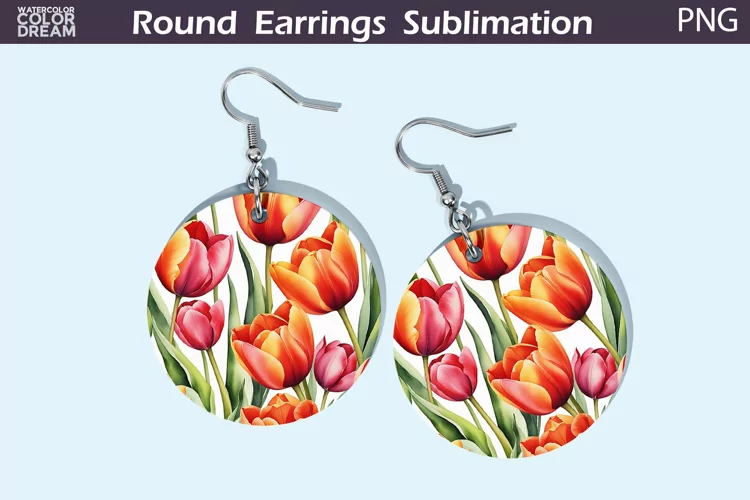 Tulip Round Earrings | Spring Flowers Earrings