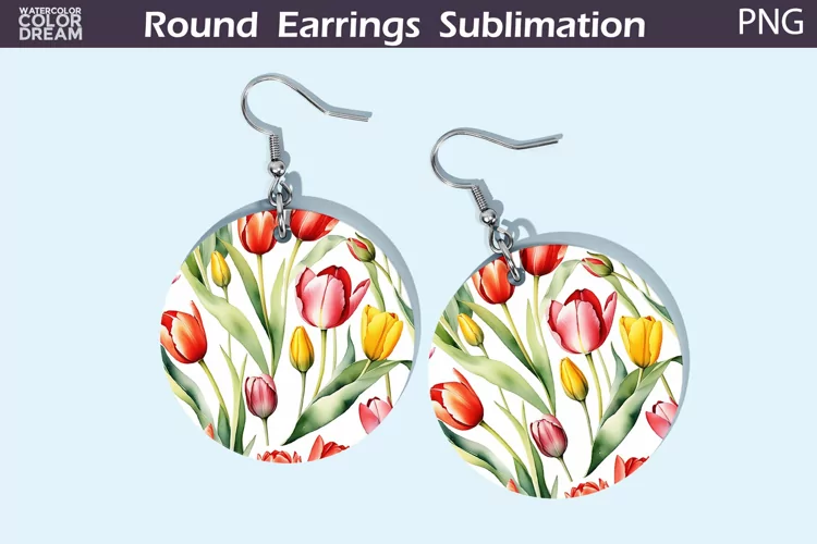 Tulip Round Earrings | Spring Flowers Earrings