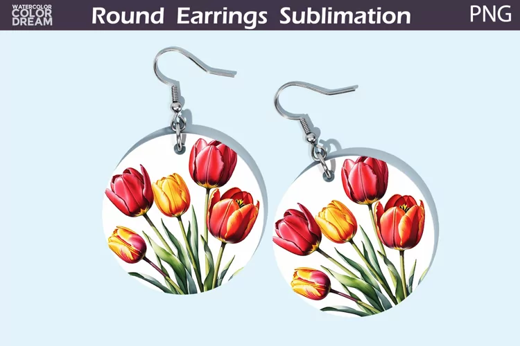 Tulip Round Earrings | Spring Flowers Earrings