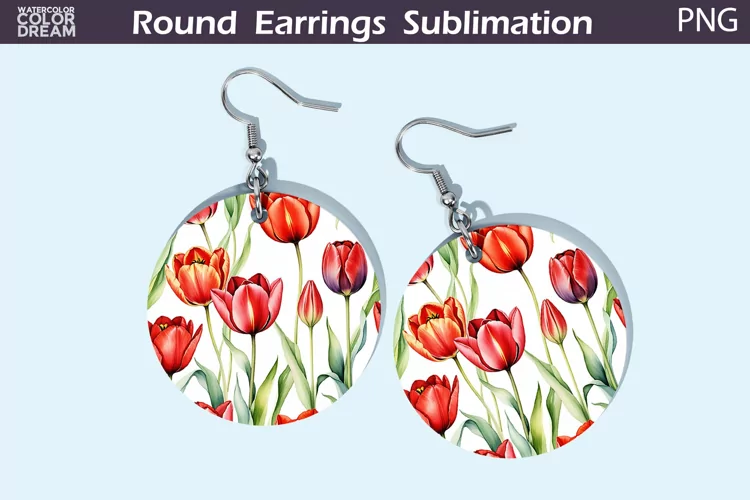 Tulip Round Earrings | Spring Flowers Earrings