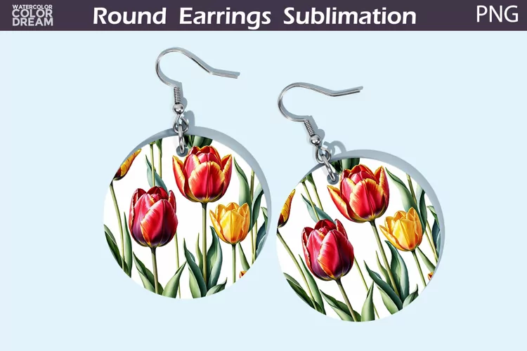 Tulip Round Earrings | Spring Flowers Earrings