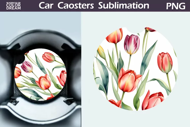 Tulip Car Coaster | Flowers Coaster | Car Coaster