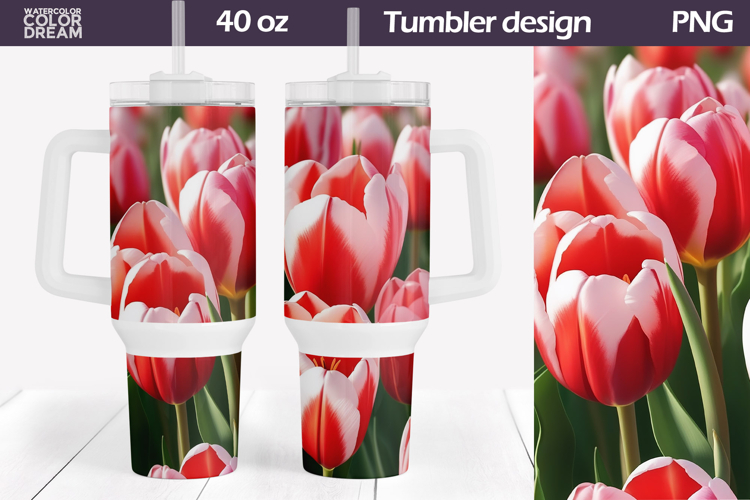 Watercolor Tulip Tumbler 40 Oz | Spring Floral Tumbler 40 Oz