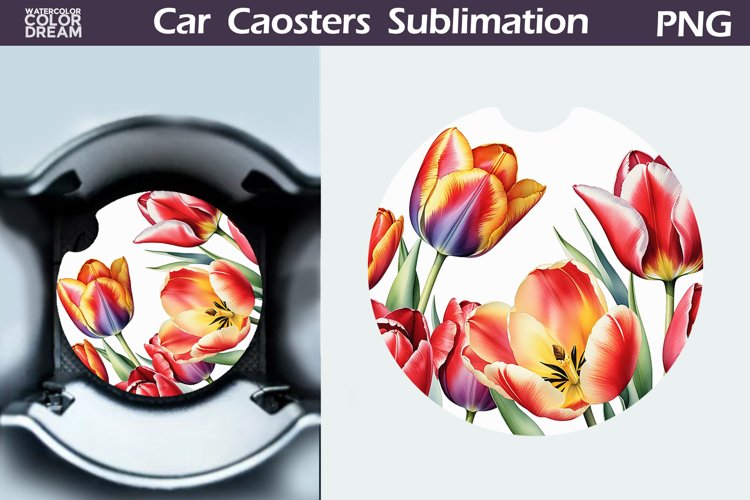 Tulip Car Coaster | Flowers Coaster | Car Coaster