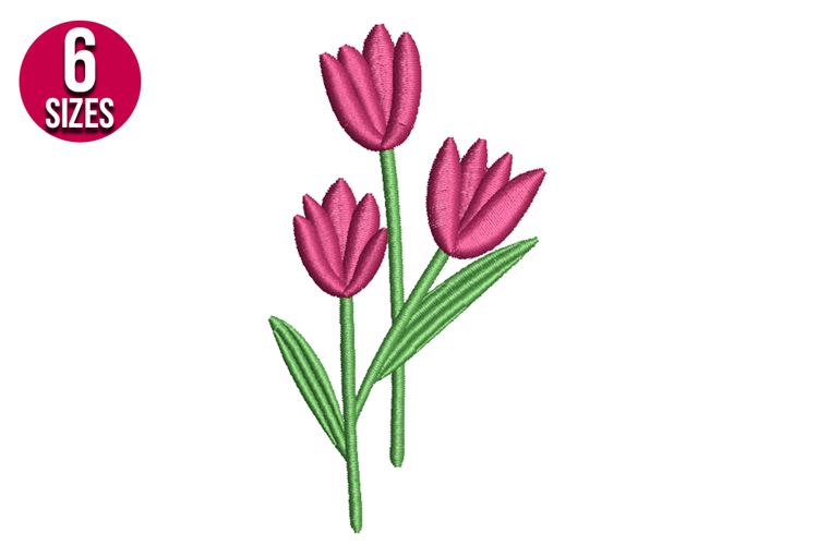 Tulips Bunch Machine Embroidery Design | Floral Pattern