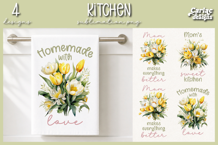 Cute Mom Kitchen Towel Sublimation, Tulips Kitchen Towel
