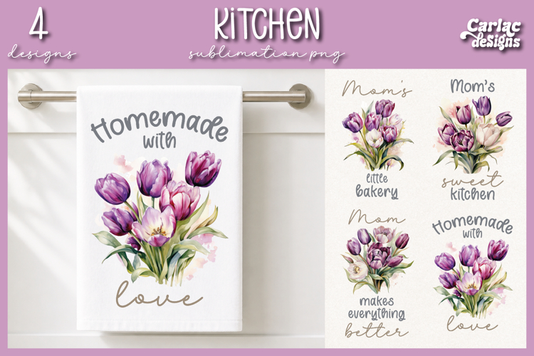 Tulips Kitchen Towel, Cute Kitchen Towel Sublimation