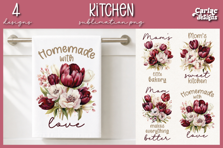 Cute Mom Kitchen Towel Sublimation, Tulips Kitchen Towel