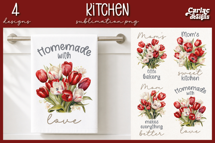 Tulips Kitchen Towel, Cute Kitchen Towel Sublimation