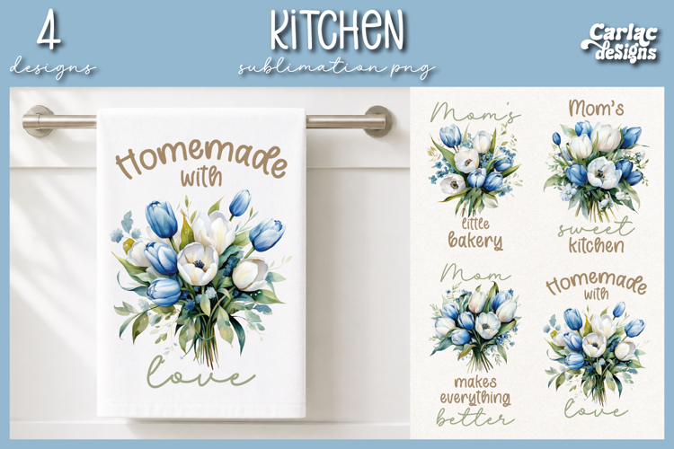 Cute Mom Kitchen Towel Sublimation, Tulips Kitchen Towel