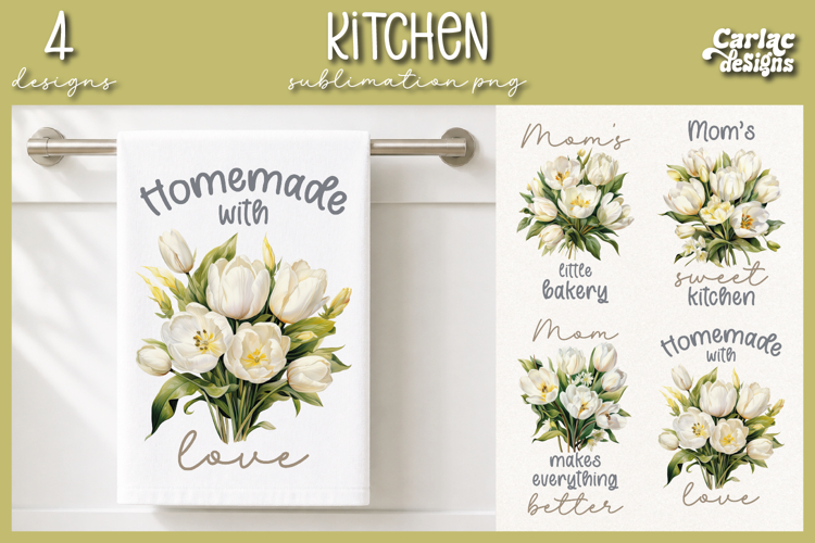 Cute Mom Kitchen Towel Sublimation, Tulips Kitchen Towel