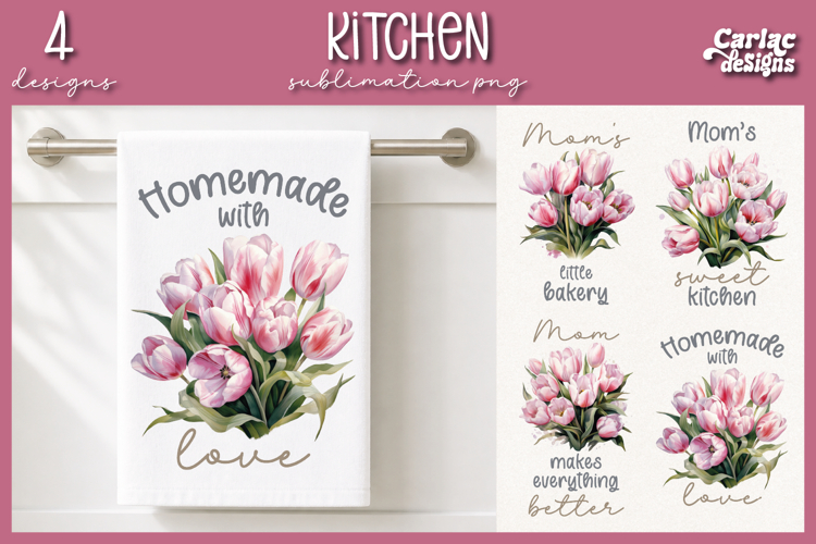Tulips Kitchen Towel, Cute Kitchen Towel Sublimation