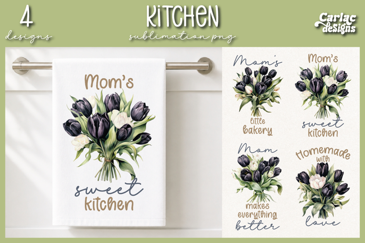 Cute Mom Kitchen Towel Sublimation, Tulips Kitchen Towel