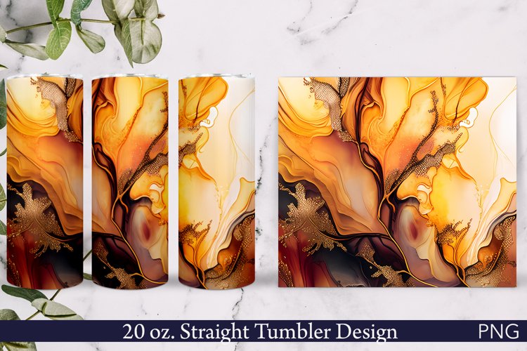 Alcohol Ink Tumbler Wrap | 20 oz Tumbler | Golden Liquid