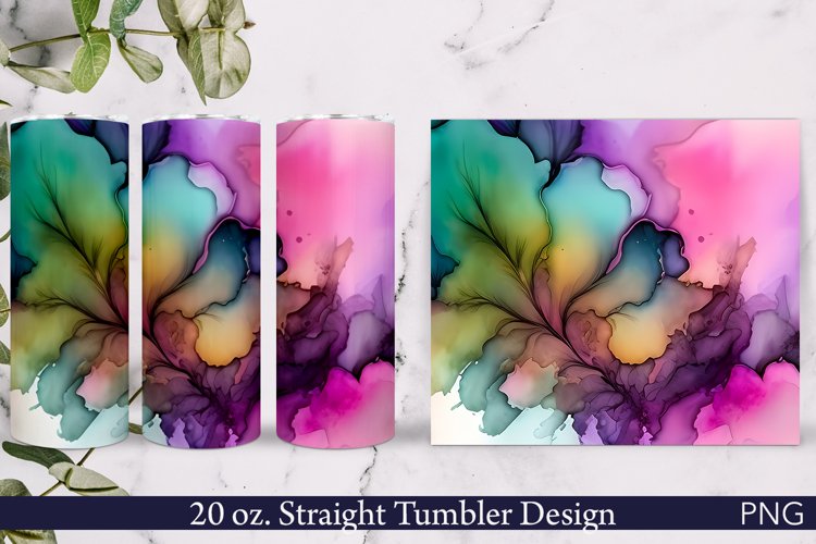 Alcohol Ink Tumbler Wrap | 20 oz Tumbler | Pink and Green