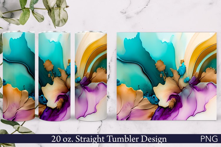 Alcohol Ink Tumbler Wrap | Yellow and Purple Design