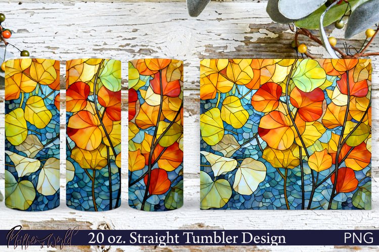 Floral Tumbler Wrap | Colorful Leaves PNG