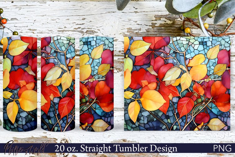 Floral Tumbler Wrap | Colorful Leaves Design PNG