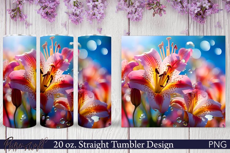 Alstroemeria Tumbler Wrap | 20 oz. | Spring PNG example image 1