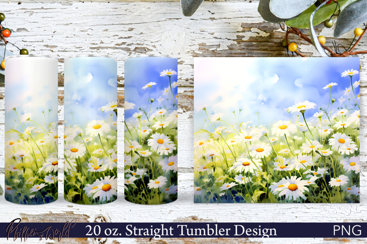Flowers Meadow Tumbler Wrap | 20 oz. | chamomile example image 1