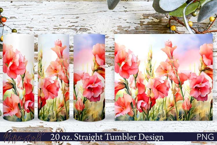 Flowers Meadow Tumbler Wrap | 20 oz. | Pink example image 1