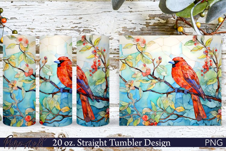 Floral Tumbler Wrap | Spring Bird Design | Red