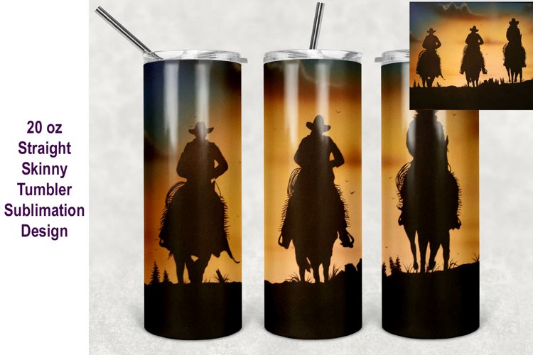 Cowboy 20 oz skinny Tumbler Sublimation File example image 1