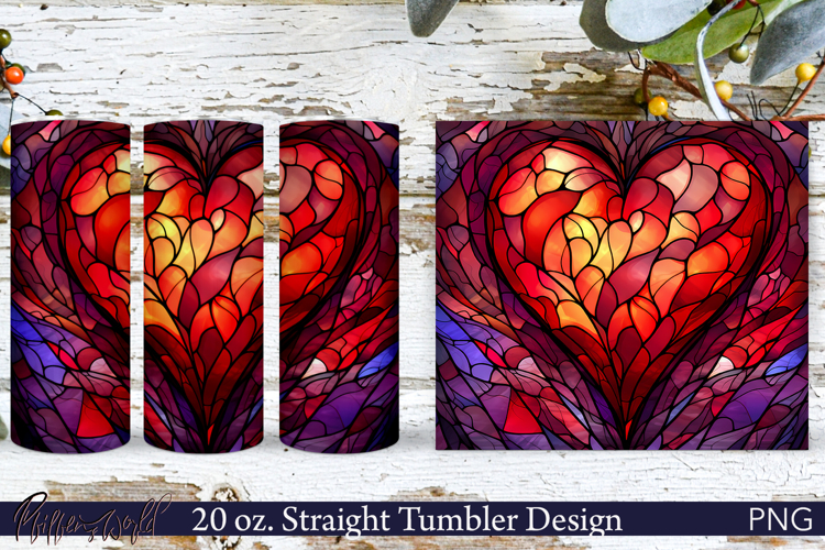 Love Tumbler Wrap | Stained Glass Red Heart
